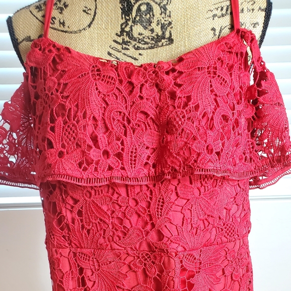 CITY CHIC Dream Of Lace Dress Red Scarlet Dress - Picture 2 of 9